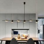 Moderne zes-kops eetkamer hanglamp — detail