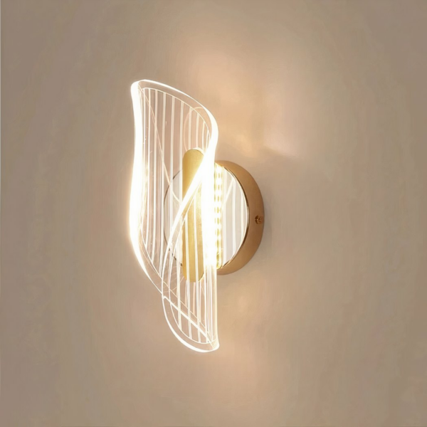 Creatieve LED wandlamp in Scandinavische stijl van acryl op een grijze achtergrond