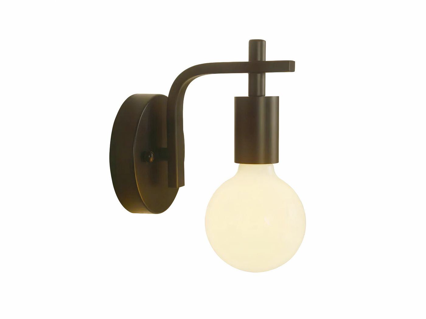 Minimalistische zwarte wandlamp in vintage-stijl op een witte achtergrond