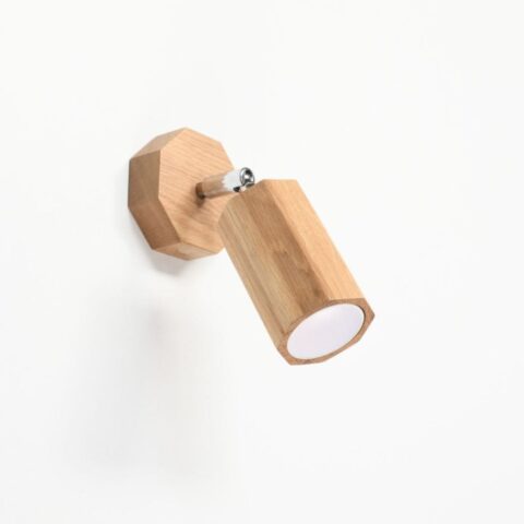 Spot wandlamp in natuurlijk eikenhout