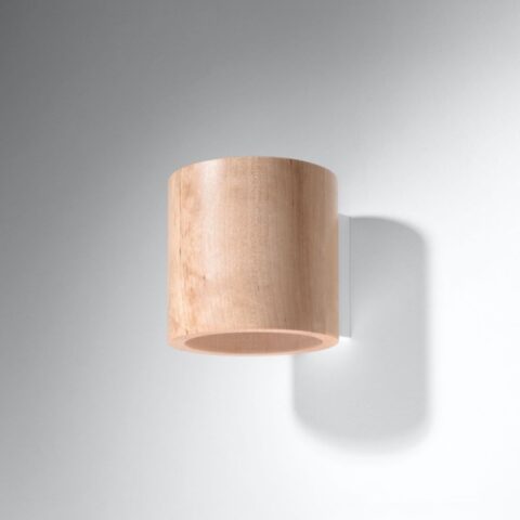Wandlamp natuurlijk hout in cilindervorm
