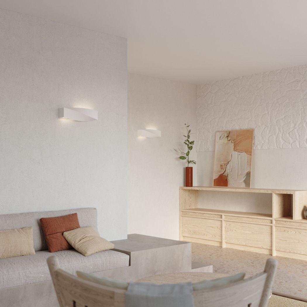 Witte keramische gegolfde rechthoekige wandlamp