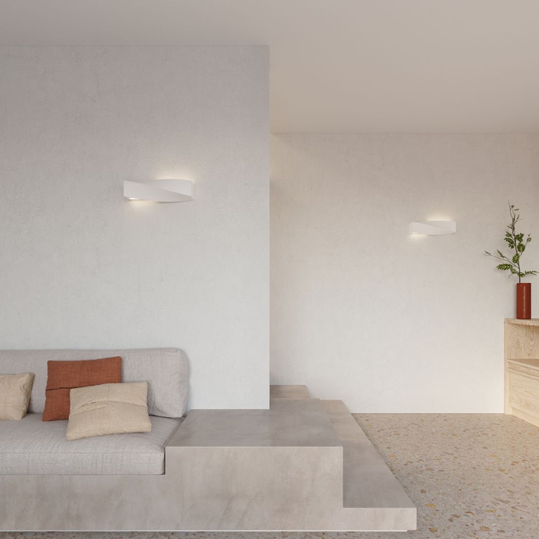 Witte keramische gegolfde rechthoekige wandlamp