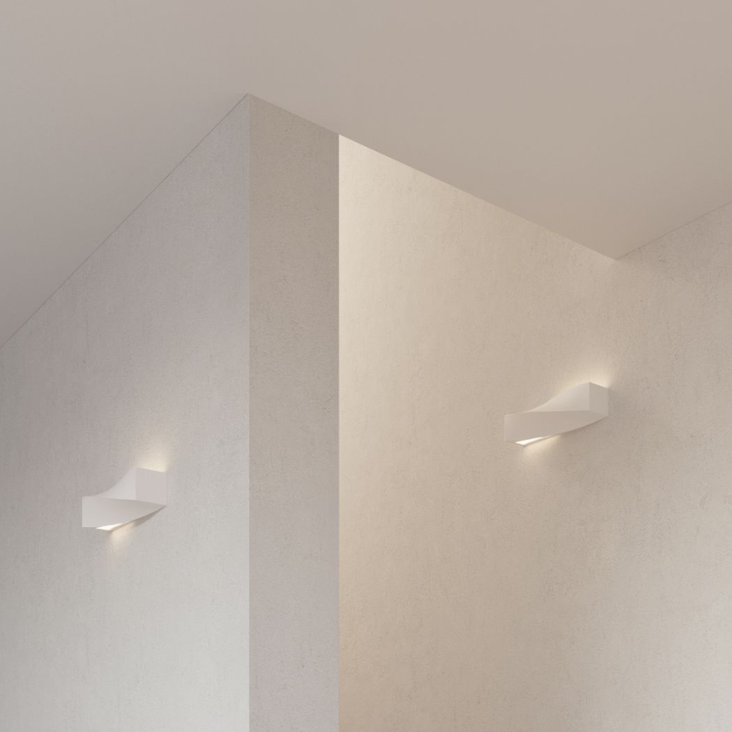 Witte keramische gegolfde rechthoekige wandlamp