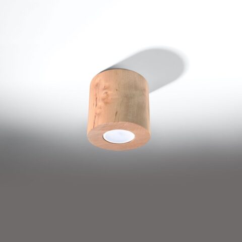 Cilindervormige plafondlamp van natuurlijk hout, minimalistisch