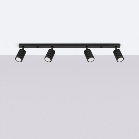 Design plafondlamp met 4 verstelbare aluminium spots