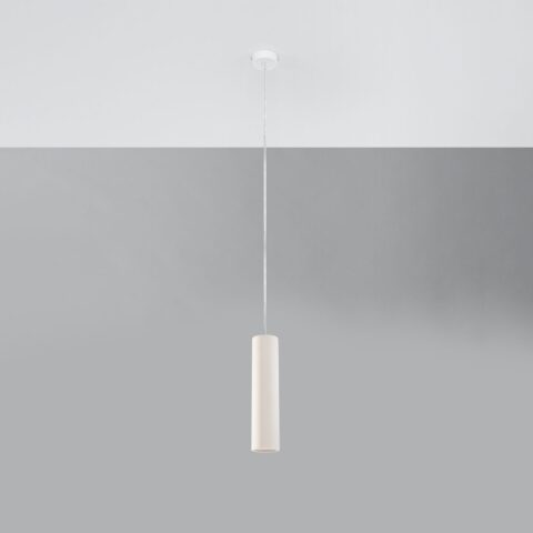 Minimalistische hanglamp van wit keramiek in buisvorm