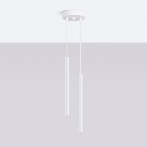 Moderne hanglamp met verticale buizen in metaal