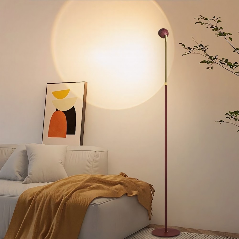 Zonsondergang projectie vloerlamp minimalistisch design