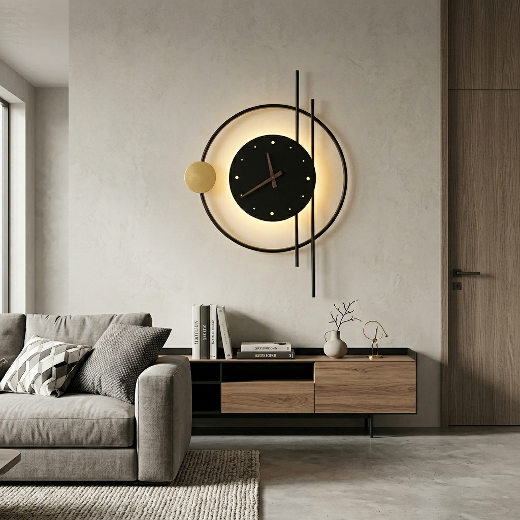Design wandlamp decoratieve klok — in interieur