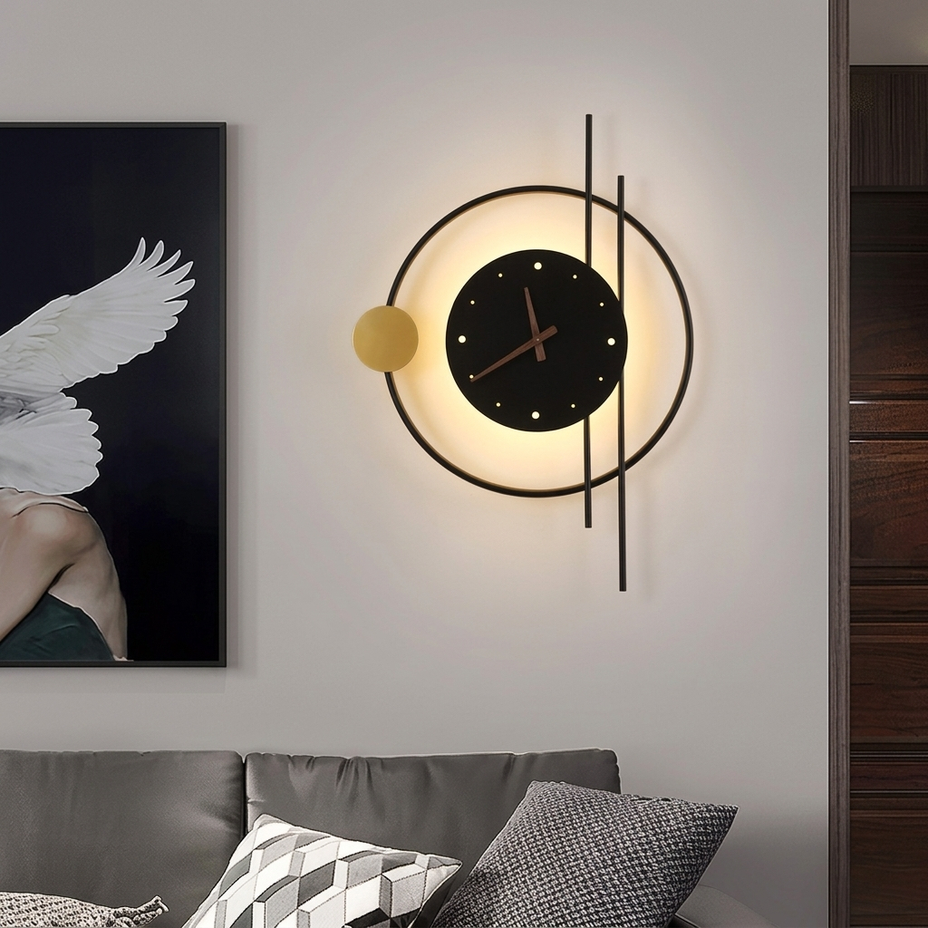 Design wandlamp decoratieve klok — detail