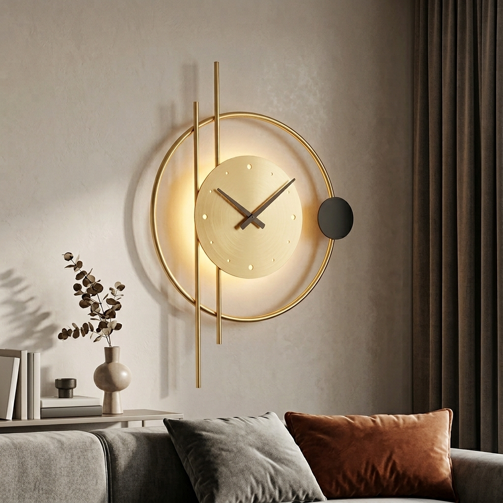 Design wandlamp decoratieve klok — hoofdaanzicht