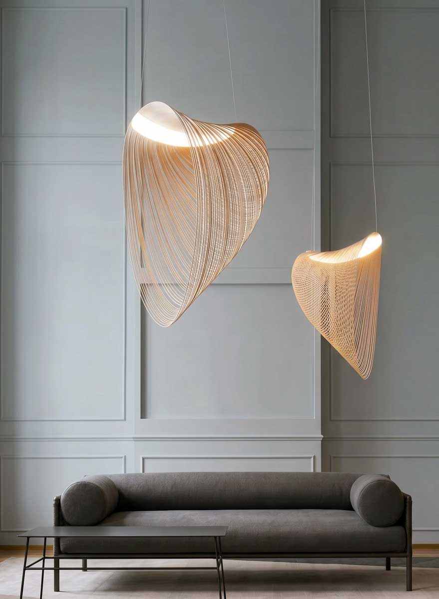 Home suspension led bois design nid hirondelle