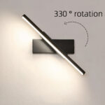 Draaibare LED-wandlamp met aanduiding van 330 graden rotatie