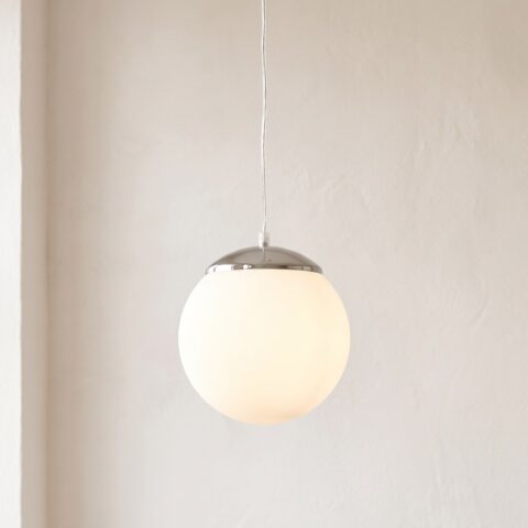 Hanglamp bol opaalglas en chroom
