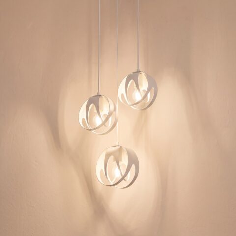 Hanglamp tros 3 open bollen in metaal, 2 kleuren