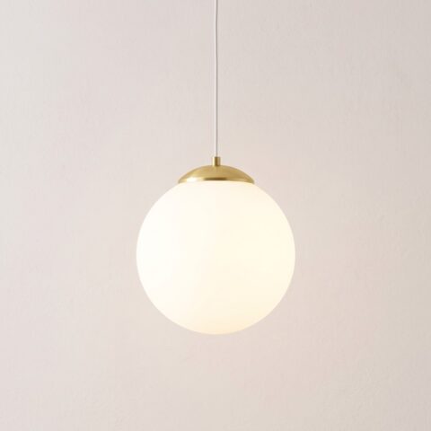Moderne elegante globe hanglamp van verguld staal en glas